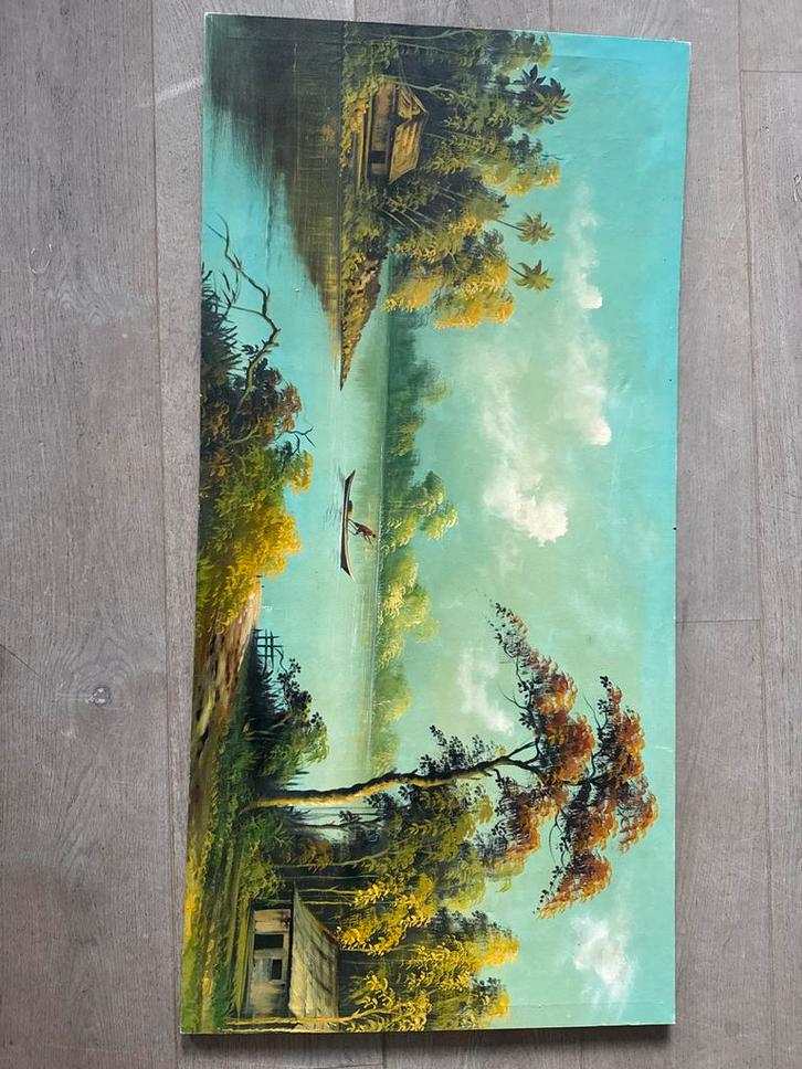 Schilderij: Tropisch Landschap met Kano, Antiek en Kunst, Kunst | Schilderijen | Klassiek, Ophalen