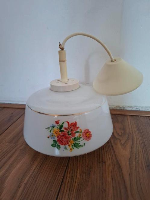 Vintage 60s /.70 glazen plafon lamp, Huis en Inrichting, Lampen | Hanglampen, Gebruikt, Minder dan 50 cm, Glas, Ophalen of Verzenden