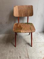 Dé Galvanitas Vintage Houten Stoel met Metalen Frame, Huis en Inrichting, Stoelen, Gebruikt, Bruin, Ophalen of Verzenden, Eén