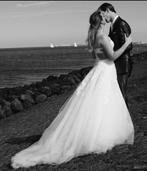 Witte trouwjurk met kanten details en hoepel maat 42 / 40, Kleding | Dames, Ophalen, Gedragen, Wit, Trouwjurk