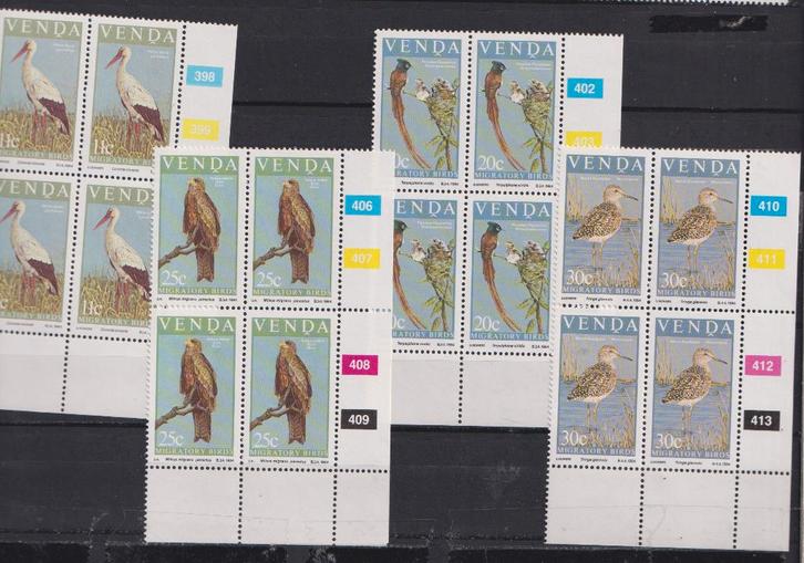 Venda (Z-Afrika) 1984 Tropische vogels in blokken van 4 TAB, Postzegels en Munten, Postzegels | Thematische zegels, Postfris, Dier of Natuur