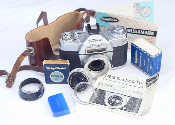 Voigtlander SRL Bessamatic set met Scopar x 50mm f2.8 e.a., Audio, Tv en Foto, Fotocamera's Analoog, Spiegelreflex, Overige Merken