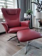 Fauteuil leder Montel verstelbare rug en hocker, Huis en Inrichting, Fauteuils, Ophalen, Zo goed als nieuw, Leer