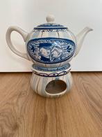 Vintage Theepot met Warmhoudplaatje Blauw-Wit Motief, Antiek en Kunst, Antiek | Keramiek en Aardewerk, Ophalen of Verzenden