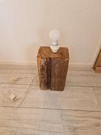 Eikenhouten sokkel als lamp, Ophalen, Zo goed als nieuw, E27 (groot)