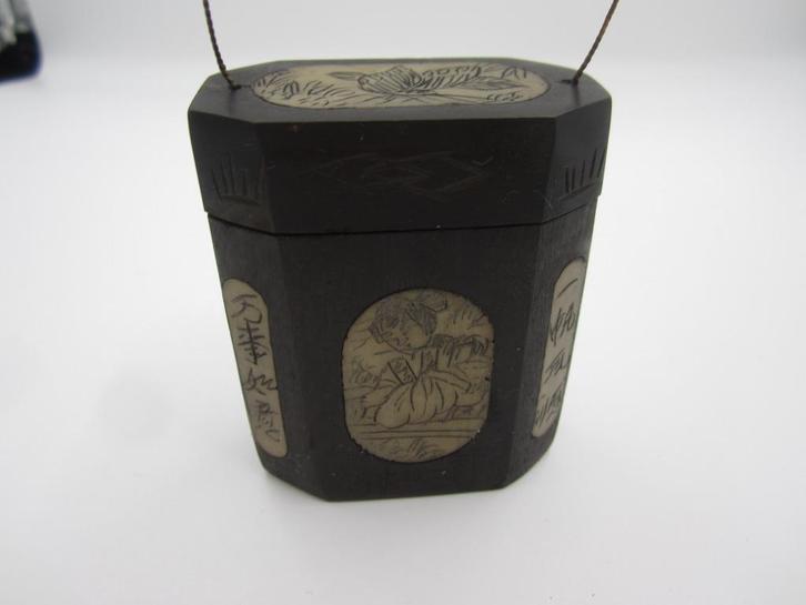 Antieke Chinese snuifdoos met ingelegd gesneden been B4391, Antiek en Kunst, Kunst | Niet-Westerse kunst, Ophalen of Verzenden