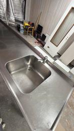 RVS Tafel met Spoelbak - 300cm, Ophalen of Verzenden, Gebruikt, RVS Meubilair