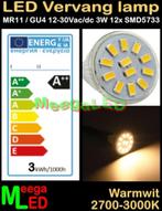 LED MR11 GU4 LEDspot LEDlamp 3W - 12SMD5733 - Warmwit, Huis en Inrichting, Lampen | Losse lampen, Nieuw, Bipin of Steekvoet, LEDvervanglamp