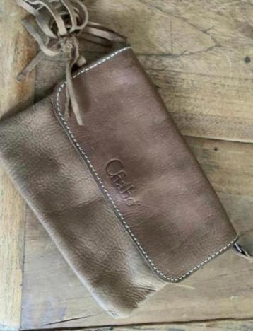 Usedlook ! Leren avondtasje chabo bags beige 17 x 13 cm beschikbaar voor biedingen