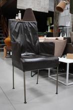 50 luxe eetkamerstoelen HVS donkerbruin echt leer design, Ophalen, Gebruikt, Metaal, Vijf, Zes of meer stoelen
