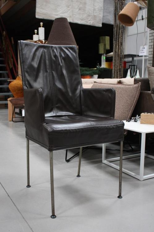 50 luxe eetkamerstoelen HVS donkerbruin echt leer design, Huis en Inrichting, Stoelen, Gebruikt, Vijf, Zes of meer stoelen, Leer
