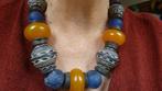 Etnisch Collier met kralen van Fenolhars Glaspasta Cocosnoot, Sieraden, Tassen en Uiterlijk, Antieke sieraden, Verzenden, Overige materialen