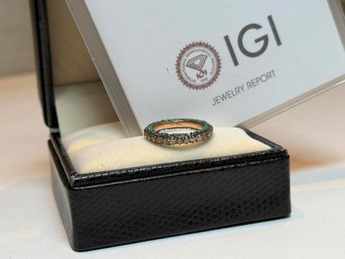 Gouden ring diamant & smaragd totaal 3.30ct met certificaat!, Sieraden, Tassen en Uiterlijk, Ringen, Nieuw, Dame, 17 tot 18, Goud