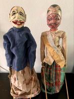2 antieke Wayang Golek-poppen – Punakawan & Hofdienaar, Ophalen of Verzenden