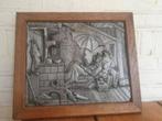 Zwaar tinnen wandbord Carl Spitzweg de arme dichter, Antiek en Kunst, Ophalen