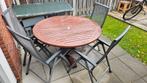 Tuinset met ronde tafel en 4 stoelen, Tuin en Terras, 4 zitplaatsen, Gebruikt, Ophalen of Verzenden, Tuinset