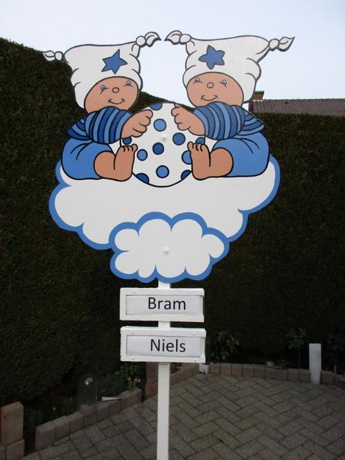 Geboortebord tweeling o.a blauw, unieke keuze de goedkoopste, Kinderen en Baby's, Kraamcadeaus en Geboorteborden, Nieuw, Geboortebord