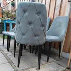 6 Mooie Grijs Velvet Eetkamerstoelen, Stoelen, Huis en Inrichting, Stoelen, Ophalen, Zo goed als nieuw, Grijs, Vijf, Zes of meer stoelen