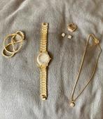 Goudkleurige sieradenset met strass, Nieuw, Ophalen of Verzenden, Goud, Goud