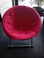 Zit zetel 1m diameter, kleur licht rood, frame licht metaal, Huis en Inrichting, Fauteuils, Ophalen, 75 tot 100 cm, Zo goed als nieuw