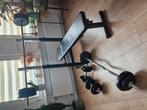 halterbank stangen dumbels en gewichten, Sport en Fitness, Fitnessmaterialen, Ophalen, Zo goed als nieuw, Fitnessbank
