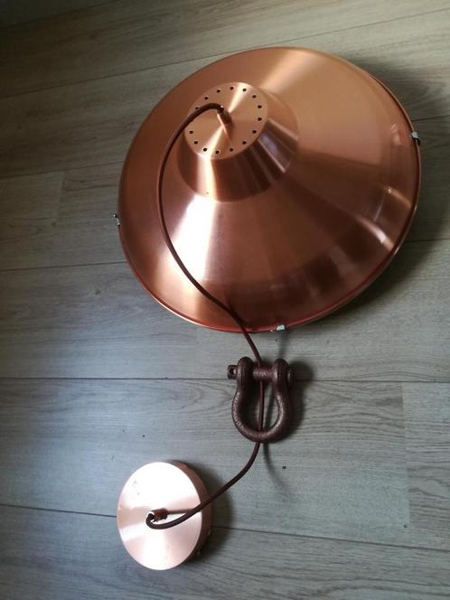 Moderne, industriële koperen, in hoogte verstelbare hanglamp, Huis en Inrichting, Lampen | Hanglampen, Zo goed als nieuw, Minder dan 50 cm