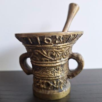 Antieke Bronzen Vijzel met Stamper - 1683 beschikbaar voor biedingen