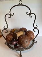 Brocante Schaal met decoratie - Metaal en glas plaat, Ophalen of Verzenden