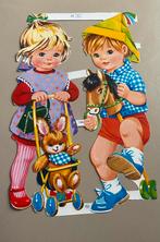 Grote vintage poesieplaatjes kinderen 2 vel, Ophalen of Verzenden