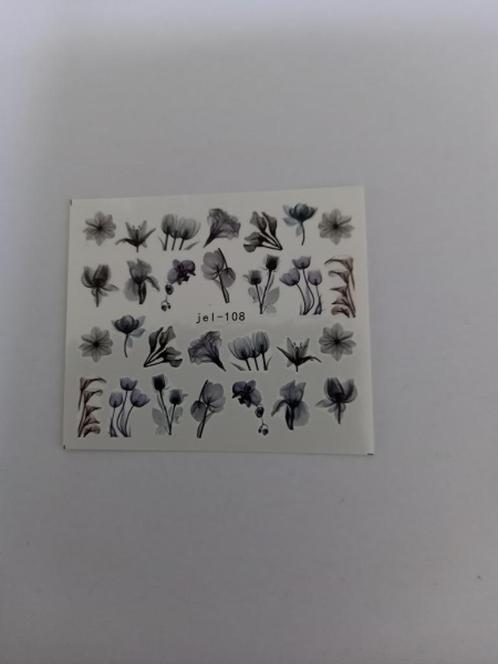 Velletje nagel water decals stickers jel-108 bloem zwart gri, Sieraden, Tassen en Uiterlijk, Uiterlijk | Cosmetica en Make-up