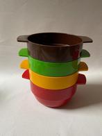 Mid Century/Retro/60s Set van 4 kunststof snackschaaltjes, Ophalen, Overige materialen, Gebruikt, Kom(men)