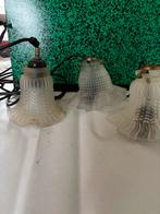 3 Antieke Glazen Hanglampjes, Ophalen, Gebruikt, Glas, Minder dan 50 cm
