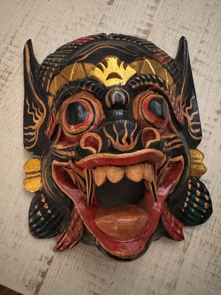 Balinees Leeuwenmasker - Handgesneden, Antiek en Kunst, Kunst | Beelden en Houtsnijwerken, Ophalen of Verzenden