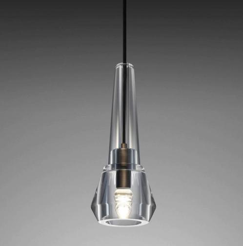 Hanglampen kristal glas & koper (2x), Huis en Inrichting, Lampen | Hanglampen, Nieuw, Minder dan 50 cm, Glas, Ophalen