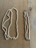 Parelketting 40cm en armband, Sieraden, Tassen en Uiterlijk, Kettingen, Ophalen of Verzenden, Zo goed als nieuw, Wit, Overige materialen