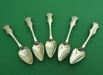 Zilver 5x koffie lepels/theelepels Biedermeier antiek 1851, Antiek en Kunst, Antiek | Bestek, Ophalen of Verzenden
