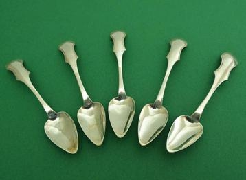 Zilver 5x koffie lepels/theelepels Biedermeier antiek 1851 beschikbaar voor biedingen