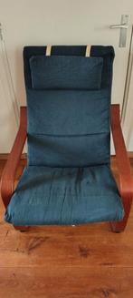 IKEA Poäng stoel met voetbank, Huis en Inrichting, Ophalen, Gebruikt, Blauw, Eén