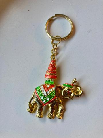 Vintage goudkleurig Indiase olifant sleutelhanger hangertje beschikbaar voor biedingen