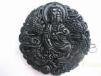 Prachtige Chinese jade Amulet hanger.GUAN YIN 816#, Groen, Ophalen of Verzenden, Zo goed als nieuw, Steen of Mineraal