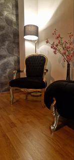 Elegant setje fauteuils stoelen met poef / voetenbankje, Ophalen, Gebruikt, Barok, 75 tot 100 cm