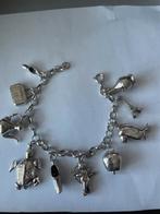 Zilveren Bedelarmband met 10 bedels, Ophalen of Verzenden, Zo goed als nieuw, Zilver, Zilver