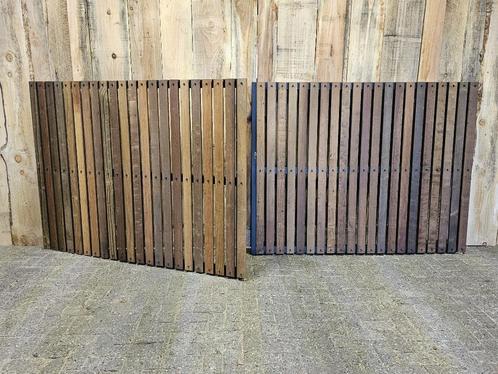 Mooie rechte inrijpoort met hardhouten planken 400x150cm, Tuin en Terras, Tuinhekken en Hekwerk, Nieuw, Tuinhek, IJzer, Met poort