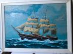 Schilderij van een zeilschip op de golven, Antiek en Kunst, Ophalen