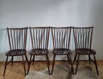Vintage houten spijlenstoelen in prachtige staat, Huis en Inrichting, Stoelen, Bruin, Zo goed als nieuw, Vier, Hout