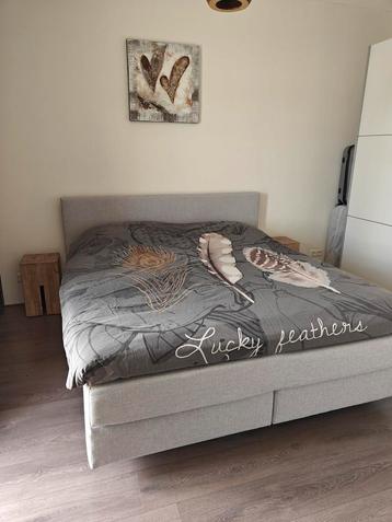 Lichtgrijze boxspring  beschikbaar voor biedingen
