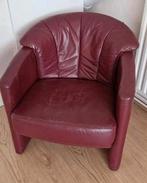 # BORDEAUX RODE LEREN CLUB FAUTEUIL IN PRIMA STAAT -KOOPJE#, Ophalen, Gebruikt, 75 tot 100 cm, 50 tot 75 cm