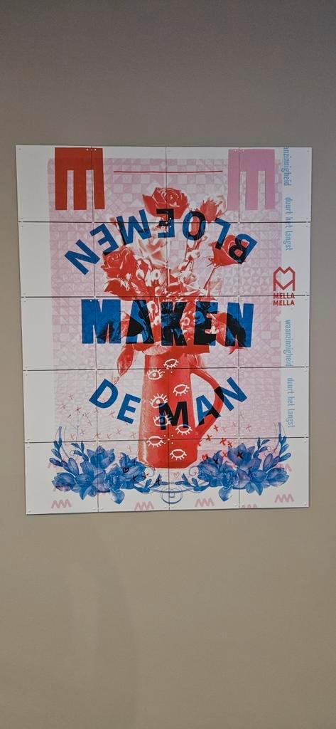 IXXI 'bloemen maken de man', Antiek en Kunst, Kunst | Schilderijen | Abstract, Ophalen of Verzenden