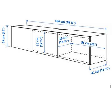TV stand 180 cm - IKEA besta- glossy white - afbeelding 3