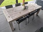 4SO tafel 240cm met 6x 4SO stoelen, Ophalen, Gebruikt, Rechthoekig, Hout